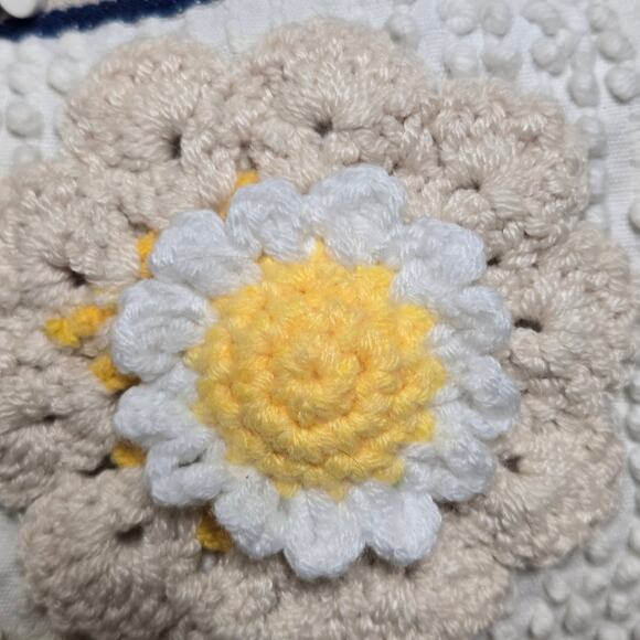 FLR PWR Upcycled Antique Hobnail textured Bedspread bag coin Small blue white - Picture 10 of 17